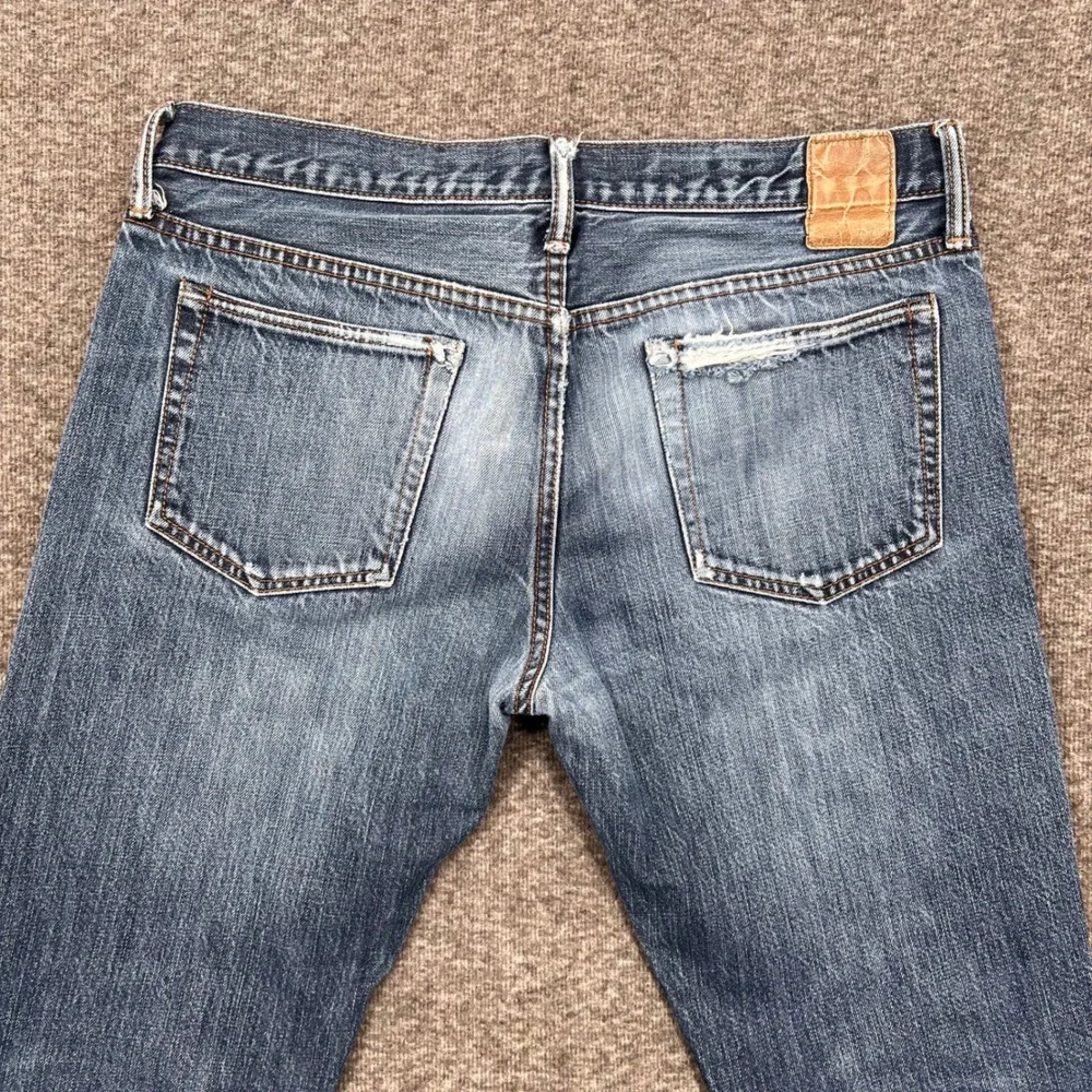 Gap 1969 Slim Fit Straight‎ Relaxed Mens Jeans Blue Medium Wash Distressed 31